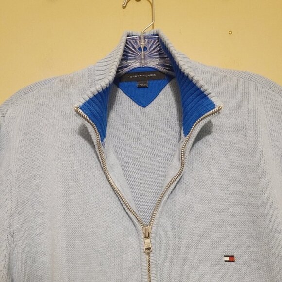 Tommy Hilfiger | Men's Sky Blue Full Zipper Cardigan Sweater (Size Medium) - Picture 5 of 15